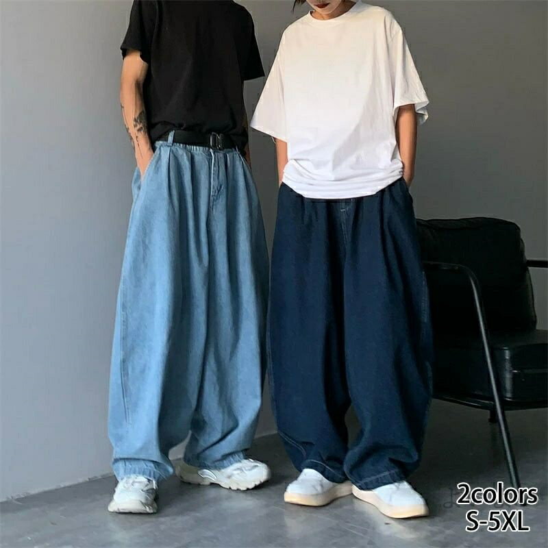 乐天商城 - 【送料無料】ワイドパンツ メンズ デニム バルーンパンツ ワイドデニム ゆったり デニムパンツ ジーパン ジーンズ