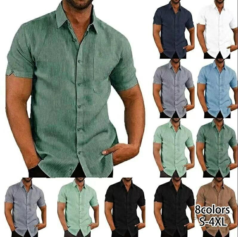 【送料無料】リネンシャツ メンズ 半袖 綿麻シャツ シャツ メンズファッション 涼しい 快適 トップス S M L XL 春 夏 無地