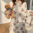 【送料無料】レディース ルームウェア 部屋着 寝巻 ナイトウェア リラックスウェア ワンピースタイプ ネグリジェ 袖あり 長袖 ハーフボタン マキシ丈 ロング丈...