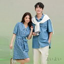 【送料無料】デニム カップル お揃い服 ハート柄 半袖 おしゃれ 春 夏 夏服 ペアルック 半袖 Tシャツ ワンピース ご夫婦 お誕生日 プレゼント 恋人彼氏 ...
