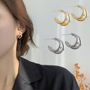 【送料無料】小振りながらも存在感抜群のダブルフープピアス 両耳用 アクセサリー シンプル 大人 きれいめ カジュアル デイリー オケ