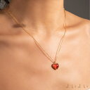 【送料無料】大人可愛いハートジュエリーネックレス ゴールドチェーン ハート好き ハート型 ハートモチーフ ハートシルエット レッドカ