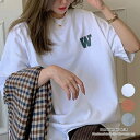 【送料無料】シンプルで合わせやすいルーズプリントTシャツ バックプリント 半袖 カジュアル ビッグシルエット ゆったり春 春服