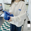 【送料無料】ワッフルロゴトレーナー トレーナー ワッフル素材 ワンポイント トップス 柔らかい 柔軟性 伸縮性 ゆったり カジュアル
