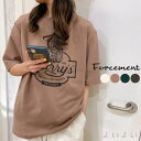 【送料無料】ヴィンテージ風なロゴプリントがかわいいTシャツ 半袖 カジュアル春 春服 韓国ファッション