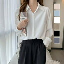 【送料無料】ルーズシルエットがオシャレなカラーシフォンシャツ 春 シャツ ラージ ゆったり フロントボタン 無地 シンプル レディー