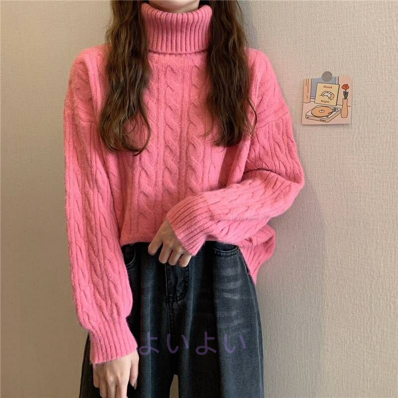 もこもこ ハイカラー シンプル ス 大人 タートルネック 長袖 ロイヤルブルー セーター ミルキーアプリ..