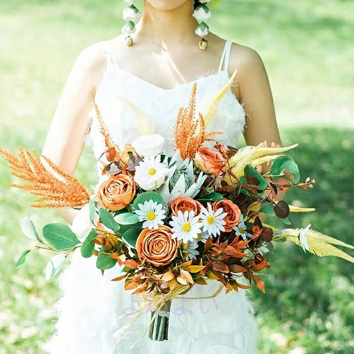 ウェディングブーケ 花嫁 ブーケ ウエディングブーケ 結婚式 手作り ブライダルブーケ 造花 キャスケードブーケ 二次会 エレガント 海外挙式