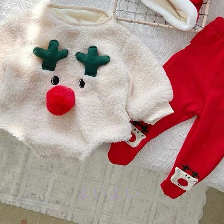 3点セット ベビークリスマスロンパース もこもこ ベビー服 ロンパース クリスマス ...