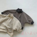 【送料無料】ハイネック ボーダー トップス トレーナー パーカー くすみカラー ストライプ 男女兼用 キッズ ベビー服 赤ちゃん 子供服 トップス スウェット 女の子 男の子 秋 冬 春 プルオーバー キッズ ユニセックス ボーイズ ガールズ 80 90 100 110 120 130cm