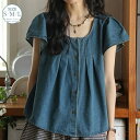 【送料無料】デニムシャツ シャツ レディース 半袖 無地 可愛い 薄手 コットン 綿シャツ 涼感 春 夏 涼しい オフィス ゆったり 着回し きれいめ 半袖シャツ トップス カジュ