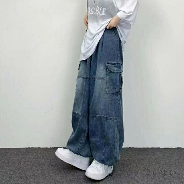【送料無料】デニム アメカジ 涼しい 大きいサイズ ジーパン ワイドパンツ ジーンズ ウエストゴム ボ メンズ レディース デニム