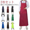 【送料無料】DIY 料理 カフェエプロン 丈夫 ポケット付き エプロン 防油 防水 業務用 2枚セット H型 防水エプロン 115cm 超ロング丈