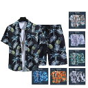 【送料無料】シャツ メンズ Men's 半袖 アロハシャツ セットアップ ショートパンツ 上下セット ビーチシャツ アロハ カジュアルシャツ shirt きれい...