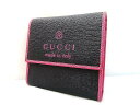 s23g-448x【中古】GUCCI グッチ ロゴモチーフ 三つ折り財布 ブラック ピンク 170400・496085 本体のみ【9800円以上で沖縄・離島も...