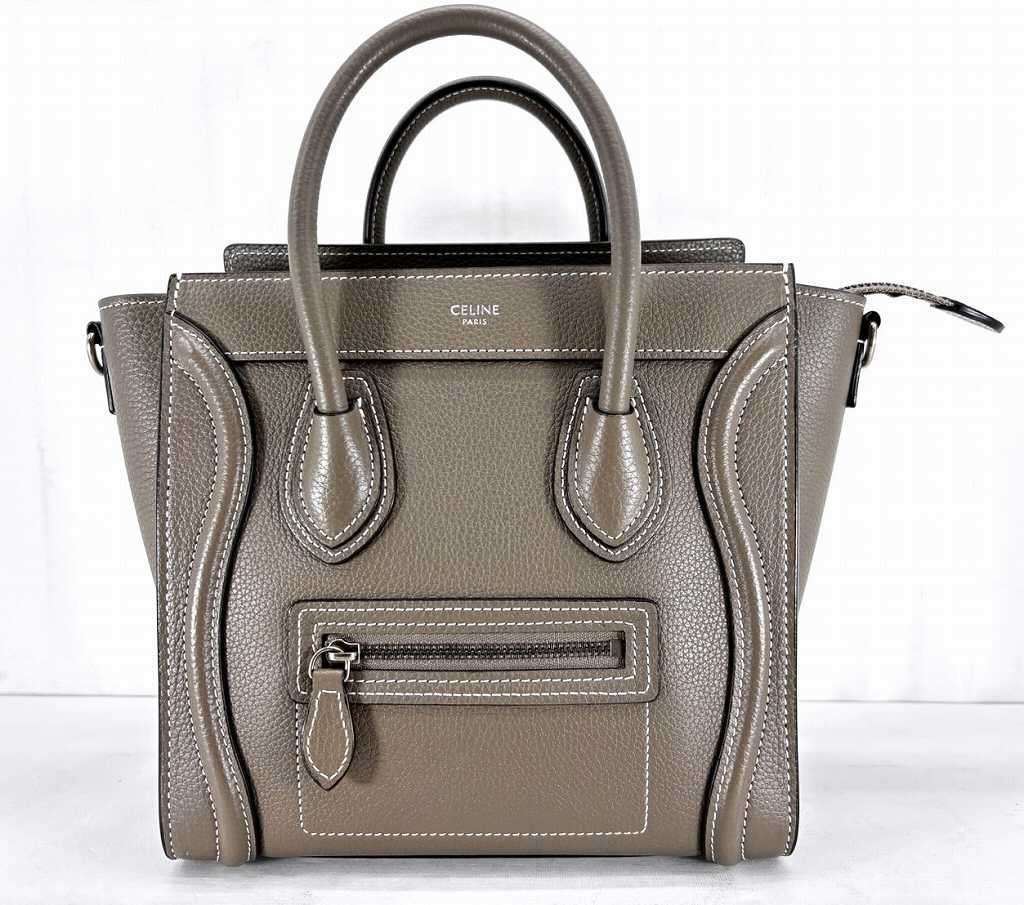 s24t-0634y【中古】CELINE　NANO LUGGAGE　セリーヌ　ラゲージ　ナノショッパー　レザー　スリ　ハンドバッグ　ショルダーバッグ　2WAYバッグ　189243DRU.09S0【9800円以上で沖縄・離島などの一部地域も送料無料での発送となります。】