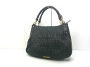 s25g-A401k 【中古】BURBERRY バーバリー ハンドバッグ トートバッグ レザー ギャザー スタッツ ブラック ショルダー欠品【9800円以上で沖縄・離島も送料無料】
