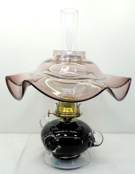 s25g-a703x【中古】北一硝子　オイルランプ　ガラス　ランタン　フリルガラス　箱無し【9800円以上で沖縄・離島も送料無料】