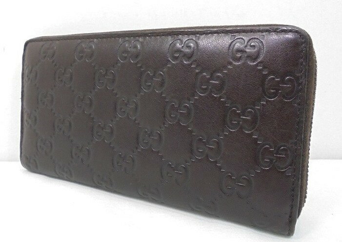 s25g-a718x【中古】GUCCI グッチ　グッチシマ　GG型押し　ラウンドファスナー　長財布　引き手なし　24..