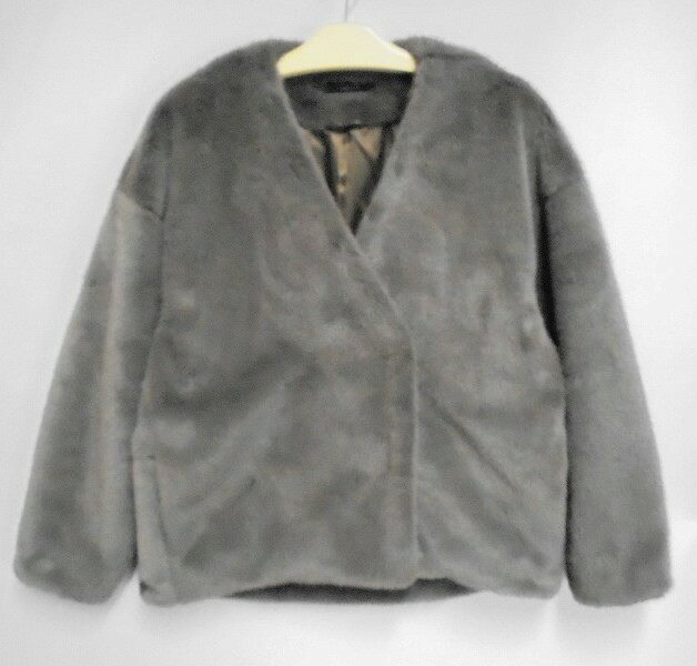 s25g-a789x【中古】lelill レリル COZY ファージャケット 38サイズ/チャコール 1247814【9800円以上で沖縄・離島も送料無料】