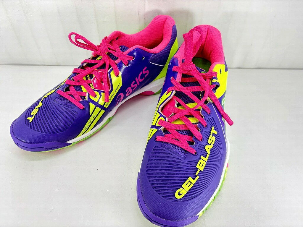 樂天商城 - s25t-0961y【中古】asics GEL-BLAST 6 PURPLE NEON 　GREEN　アシックス　ゲル　ブラスト　スニーカー　E463Y　27.0　メンズ【9800円以上で沖縄・離島などの一部地域も送料無料での発送となります。】
