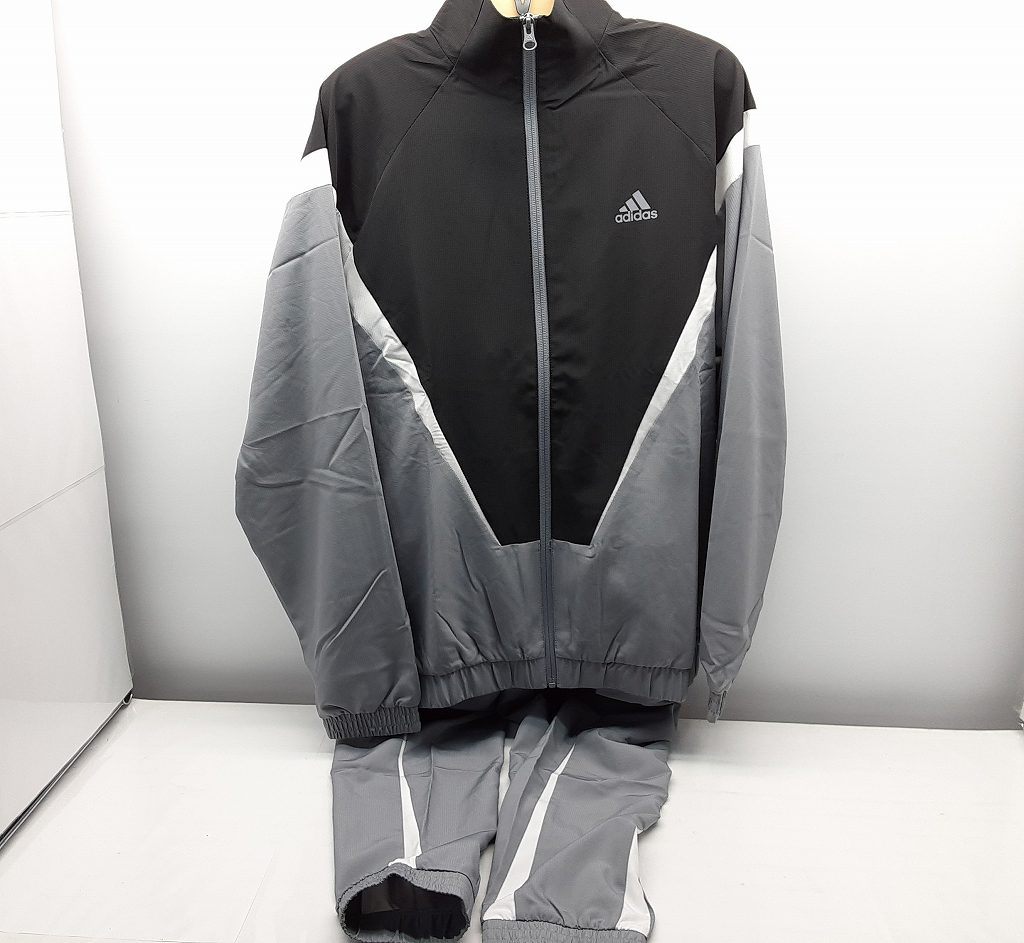 25k-388h【中古】【未使用】アディダス　ウーブン　スポーツウェア　上下セット　グレー×ブラック　メンズ　DUC68　IJ6072【9800円以上で沖縄・離島などの一部地域も送料無料での発送となります。】