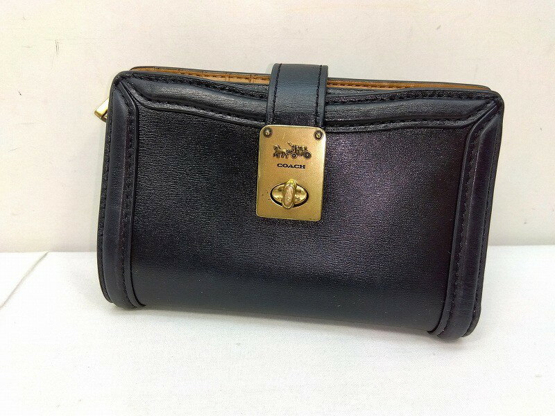 s25g-A888k【中古】COACH コーチ　二つ折り財布　HUTTON WALLET ハットン ウォレット　4841　レザー　ブラック　箱なし【9800円以上で沖縄・離島も送料無料】