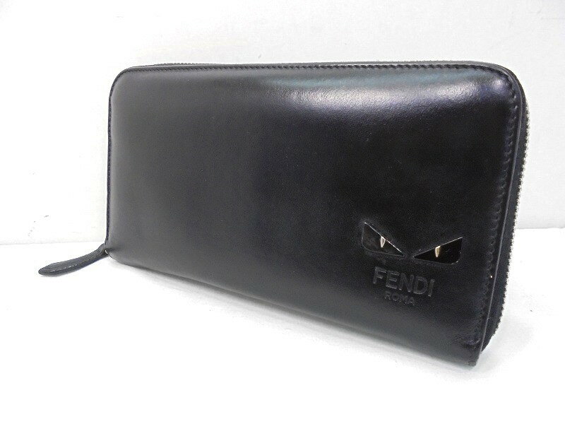 26g-002x【中古】FENDI　フェンディ　バッグバグズ　モンスター　バグズアイ　ラウンドファスナー　長財布　7M0210-60C-179-0274【9800円以上で沖縄・離島も送料無料】