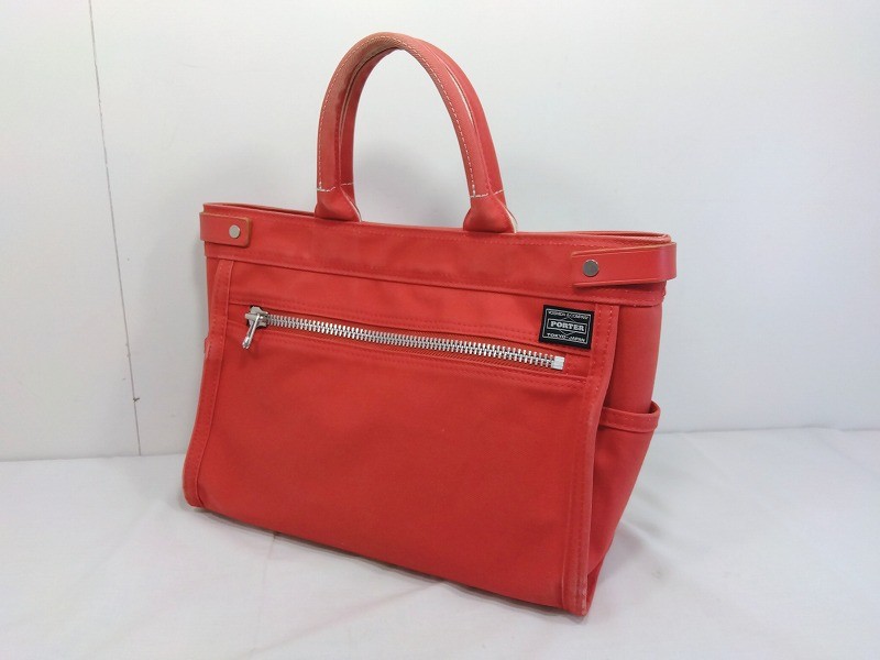 s26g-063k【中古】PORTER ポーター　NAKED ネイキッド　トートバッグ S　667-19470　レッド【9800円以上で沖縄・離島も送料無料】