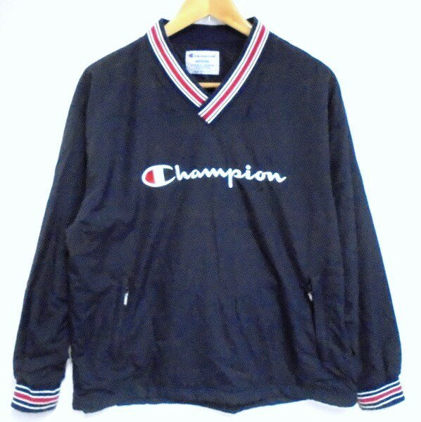 樂天商城 - 26g-240x【中古】Champion X-LARGE　ナイロン　プルオーバー　Vネック　C8-R607　ネイビー/Mサイズ【9800円以上で沖縄・離島も送料無料】