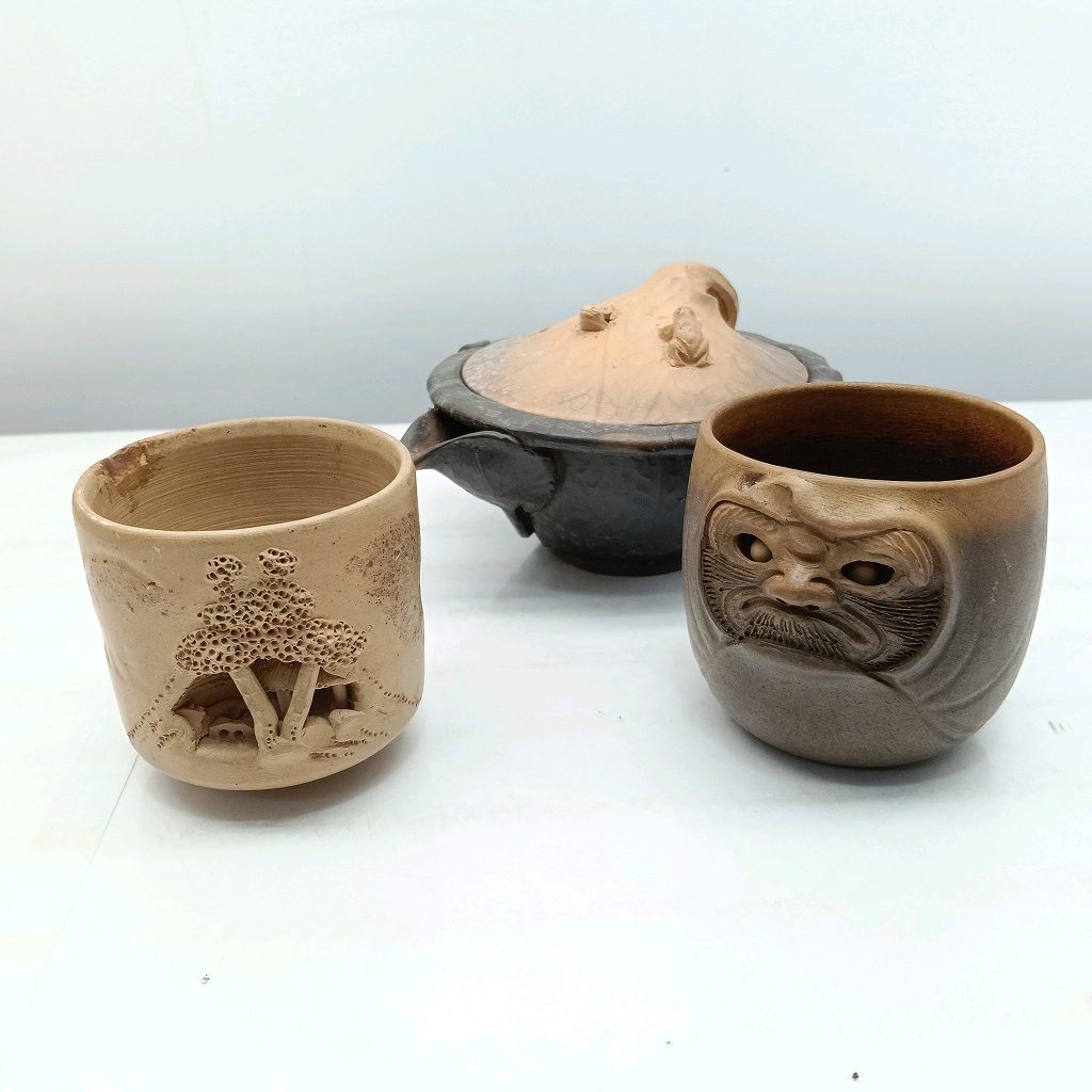 Rakuten - 26k-161o 【中古】道遊作　秋田焼　茶器　3点セット【9800円以上で沖縄・離島も送料無料】