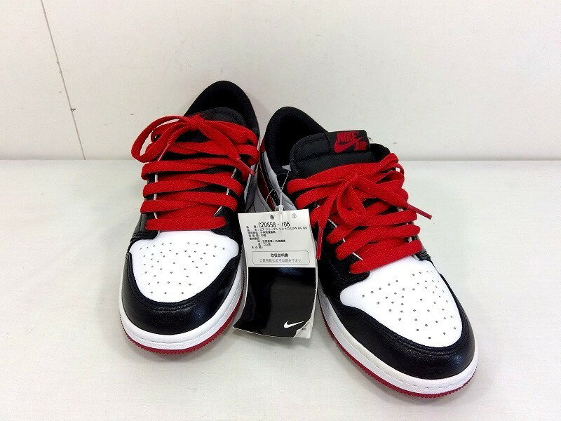 Rakuten - 26g-524k【中古】NIKE ナイキ AIR JORDAN 1 RETRO LOW OG GS エアジョーダン 1 レトロ ロー　スニーカー　キッズ　CZ0858-106　23.5cm　レッド/ブラック/ホワイト　箱なし【9800円以上で沖縄・離島も送料無料】