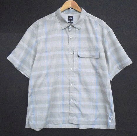 Rakuten - 26g-558x【中古】THE NORTH FACE ノースフェイス　ショートスリーブ　ボルドチェックシャツ　NR22630　半袖　ユニセックス　オフホワイトxスレートグレー　XLサイズ【9800円以上で沖縄・離島も送料無料】