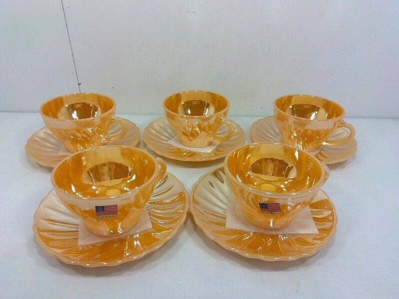 乐天商城 - 26g-634k【中古】Anchor Hocking アンカーホッキング　Suburbia サバービア　カップ&ソーサー　5客セット　箱なし【9800円以上で沖縄・離島も送料無料】