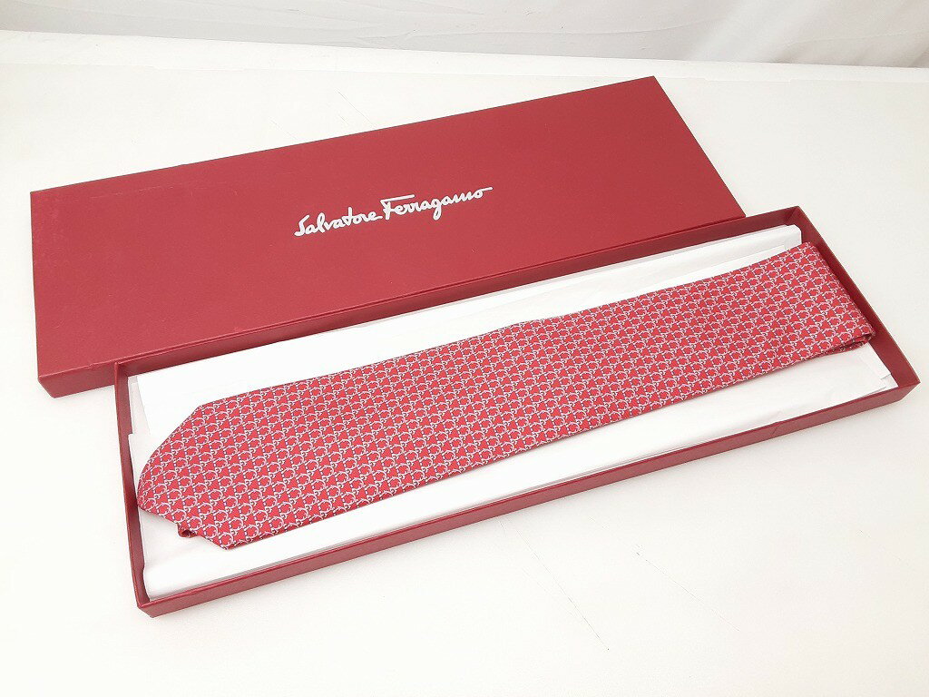 乐天商城 - 26k-205h【中古】【未使用】Salvatore Ferragamo サルヴァトーレ フェラガモ　ネクタイ　シルク100%【9800円以上で沖縄・離島も送料無料】