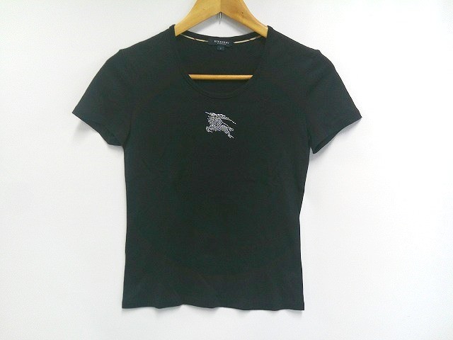 26g-845x【中古】BURBERRY LONDON バーバリーロンドン　半袖　Tシャツ　ラインストーン　ホースロゴ　サイズ1【9800円以上で沖縄・離島も送料無料】