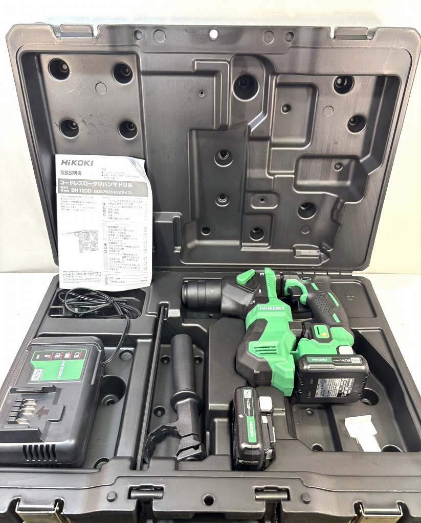 s26t-0172y【中古】【未使用】HiKOKI HIKOKI hikoki　ハイコーキ　10.8V　18mm　コードレスロータリハンマードリル　ハンマードリル　ドリル　DH12DD(2LSK)　セット【9800円以上で沖縄・離島などの一部地域も送料無料での発送となります。】