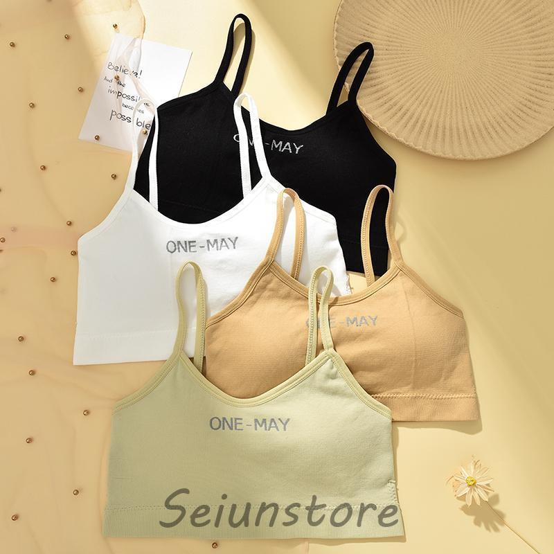 ハーフトップ スポーツブラ 子供用 ジュニア 女の子 下着 インナー ブラジャー スポブラ かぶりタイプ カップ入り ロゴ おしゃれ かわいい 薄手