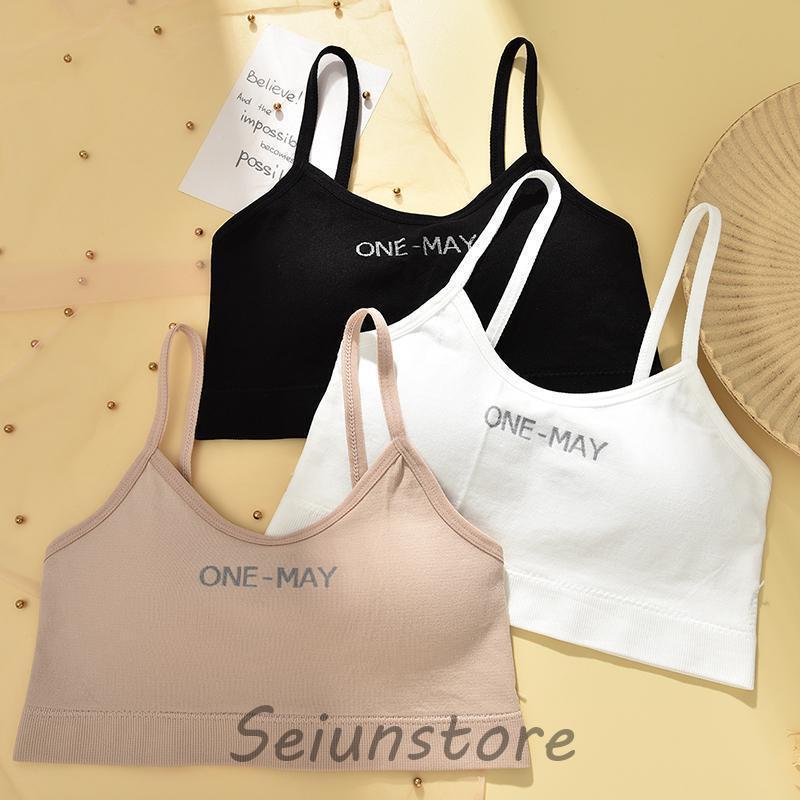 ハーフトップ スポーツブラ 子供用 ジュニア 女の子 下着 インナー ブラジャー スポブラ かぶりタイプ カップ入り ロゴ おしゃれ かわいい 薄手