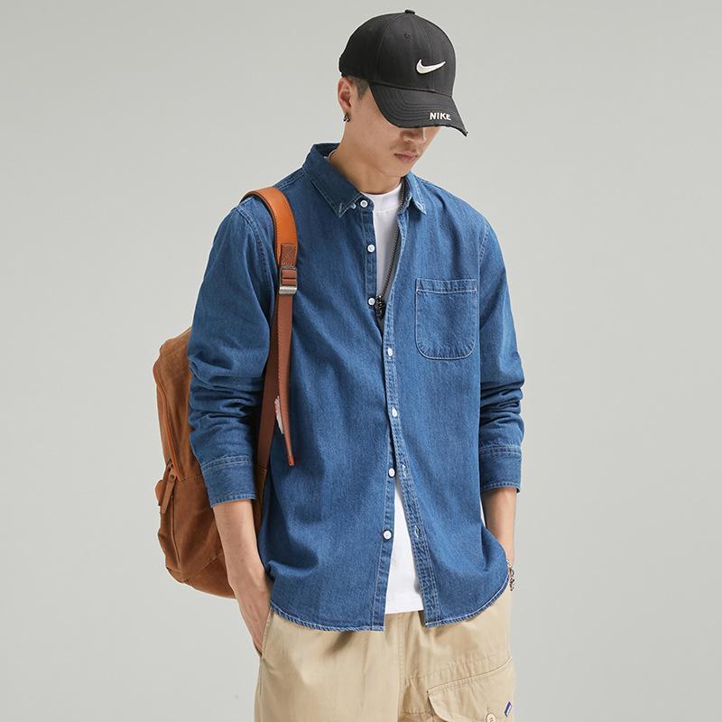 シャツ メンズ 長袖シャツ カジュアル トップス デニム デニムシャツ 長袖 無地 カジュアルシャツ インディゴ おしゃれ 韓国風 春