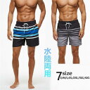 サーフパンツ ショートパンツ ストライプ 水着 多機能型ショーツ 膝上丈パンツ ビーチパンツ 海パン サーフパンツ スイムショーツ