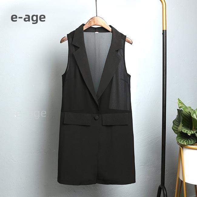 シフォン 夏ベスト レディース ロング丈 薄てベスト 前開き 長め ベスト ジレベスト カジュアル 重ね着 Vネック トップス ナチュラル シンプル