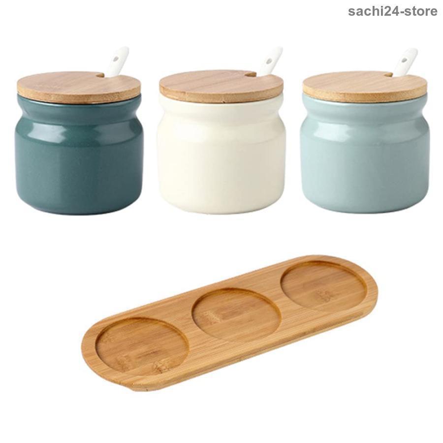 調味料入れ 北欧 セラミック保存容器 木製カバー 調味料缶 コショウ 砂糖 粉末調味料 調理用品 キッチン 収納 湿気防止 スパイスラック 台所 飲食店 家庭用 収納