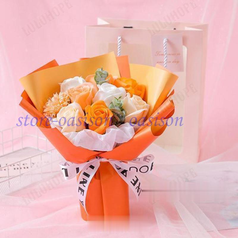 母の日バレンタインデーギフトオレンジ用ソープフラワーブーケバスソープ
