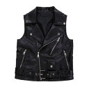 【スーパーSALE/激安】 ライダースベスト メンズ バイクベスト レザーベスト PU ベスト ジレ チョッキ ノースリーブ レザー バイク 防水 かっこいい