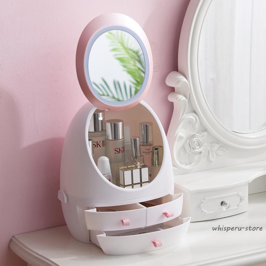 鏡付き 大容量 引き出し付 新生活 一人暮らし コスメボックス コスメボックス コンパクト 持ち運び 化..