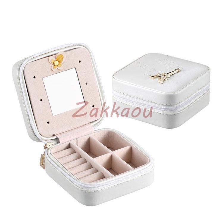 ジュエリーボックス アクセサリーケース アクセサリー収納 コンパクト 鏡付き ピアス ネックレス 指輪 ..