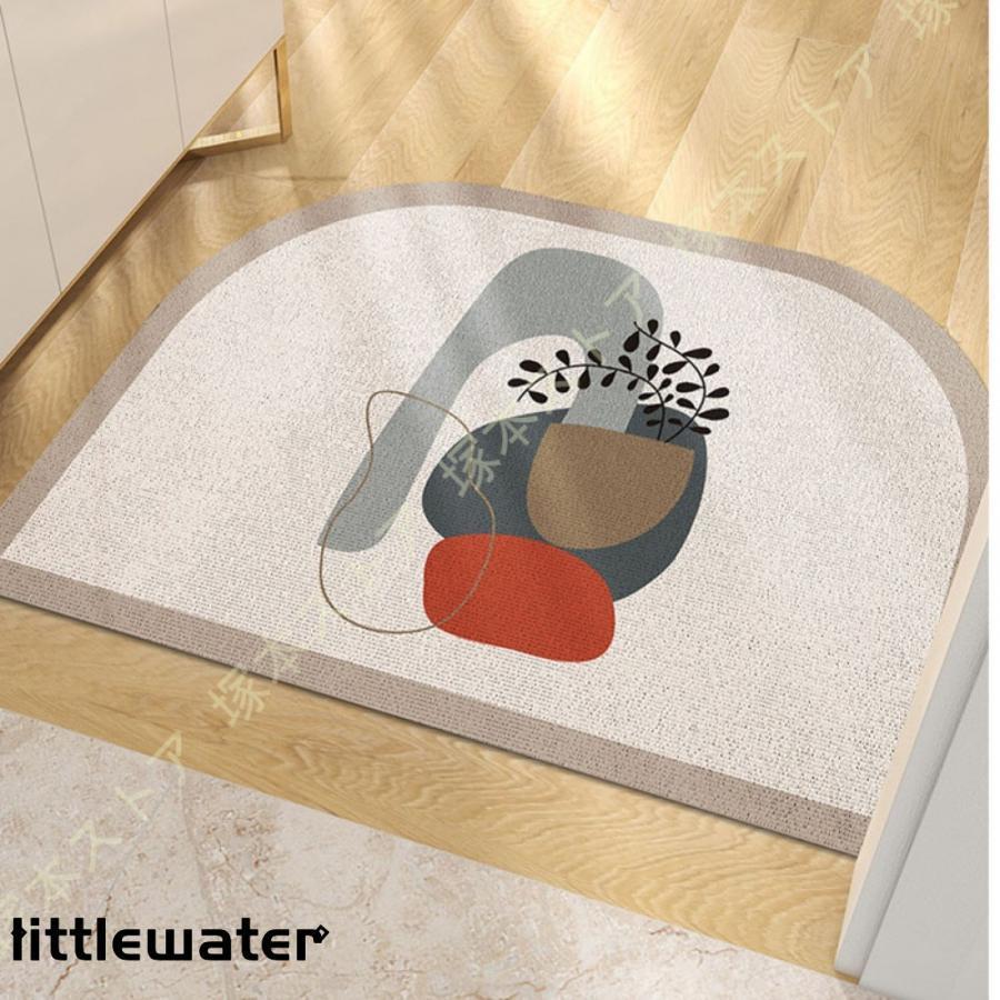 キッチンマット 玄関マット 花/リーフ/自然植物模様 丸洗い 北欧風 吸水 汚れにくい すべらない 新生活..