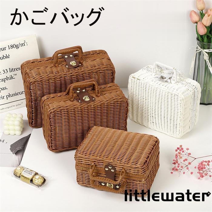 トランクケース ピクニックバスケット カゴバッグ 収納 北欧風 編みバスケット 装飾 飾り かわいい ナ..