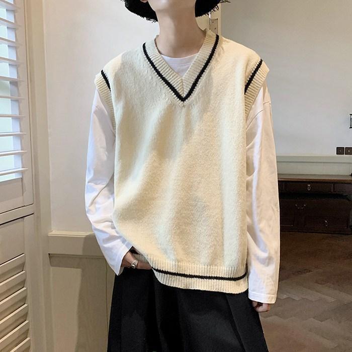 ニットベスト メンズ レディース Vネックトップス ベスト セーターベスト ニット ニットセーター カジュアル ゆったり シンプル